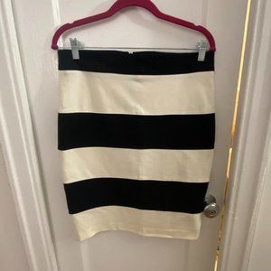 Thalian Black White Strip Midi Skirt 6